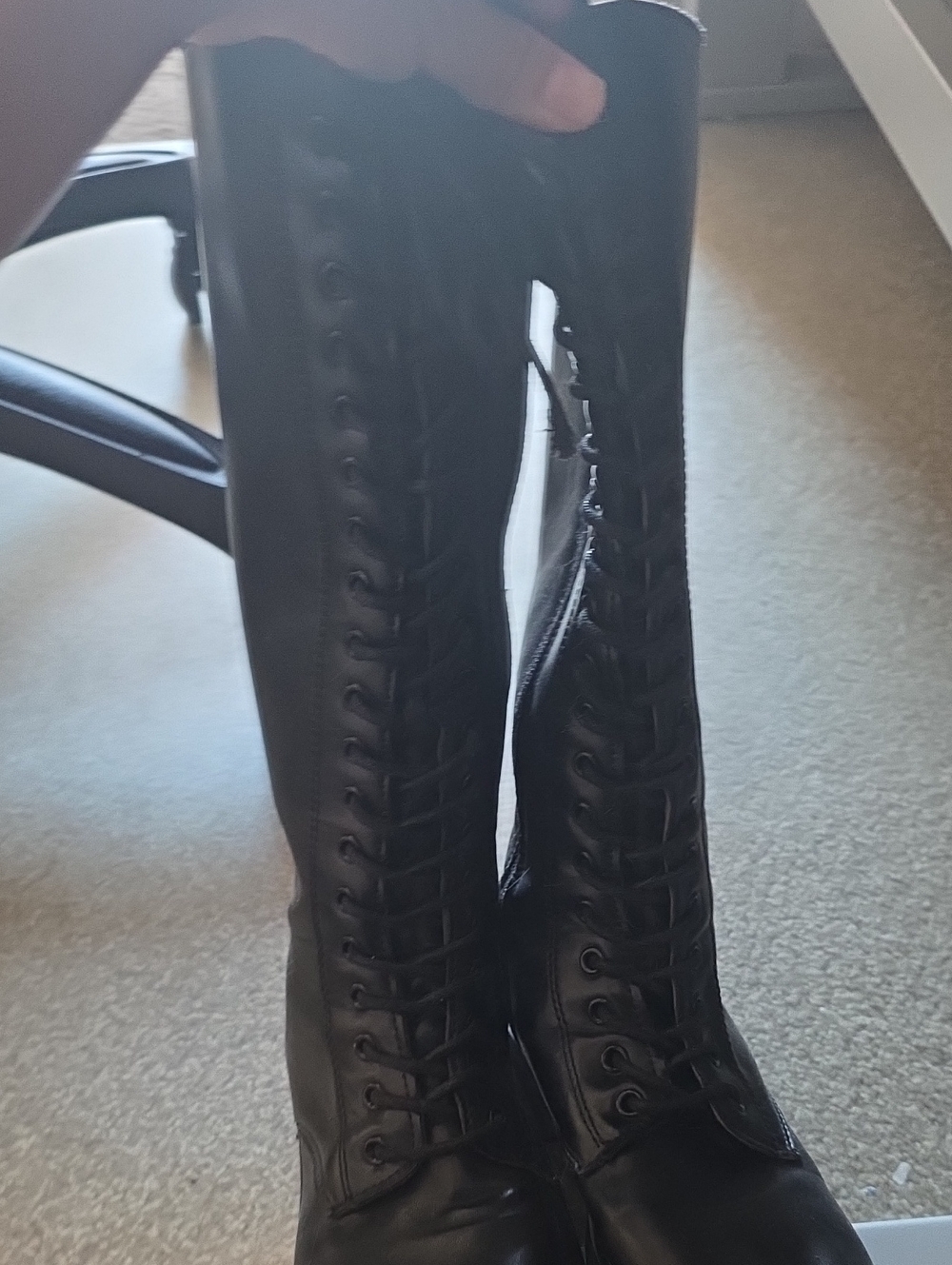 Black Lace-Up Knee-High Boots